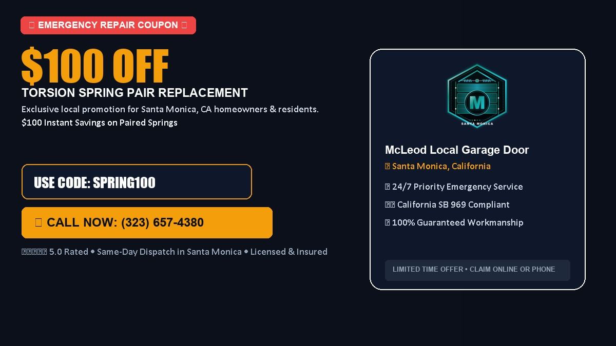McLeod Garage Door Service $100 OFF Dual Torsion Spring Replacement in Santa Monica, CA