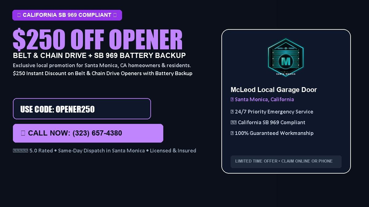 McLeod Garage Door Service $250 OFF Premium LiftMaster Opener Installation in Santa Monica, CA